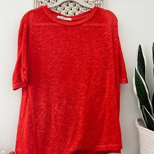 Free People Oversized Red Tee Large